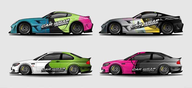 Abstract curved background design for vehicle decal wrap