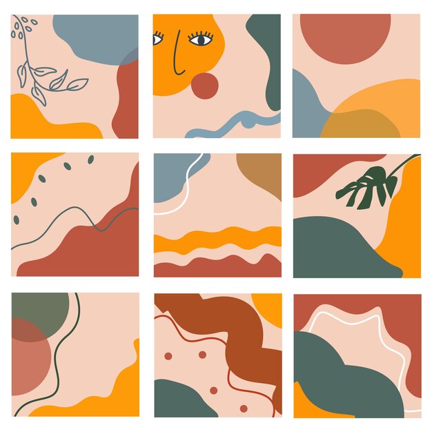 abstract cute set collection shapes hand drawn template banner print wallpaper with flat style
