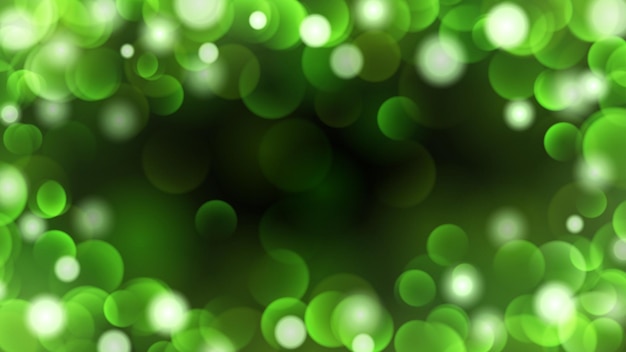 Abstract dark background with bokeh effects in green colors