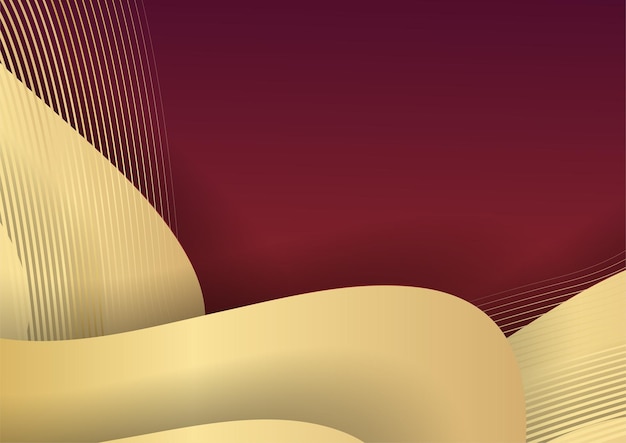 Abstract Dark Background with Geometric Shape and Golden Element Combination. Red and gold background with luxury golden lines