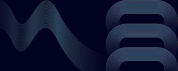 Abstract dark blue background Modern blue gradient round with geometric lines shape