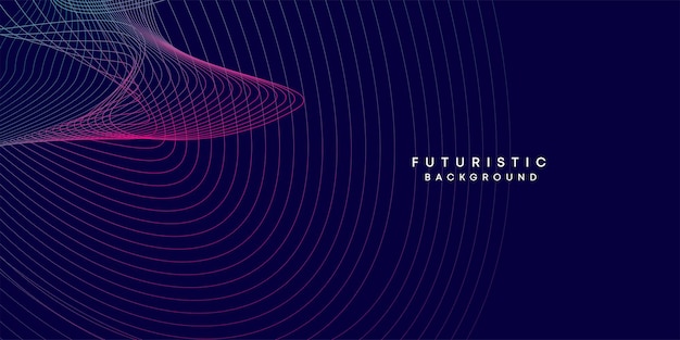 Abstract dark blue Purple green gradient wave digital future technology geometric lines background