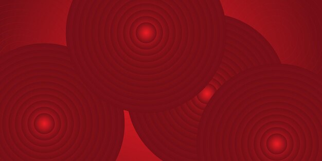 Abstract dark red background with simple 3D circles overlapping with layered red space design