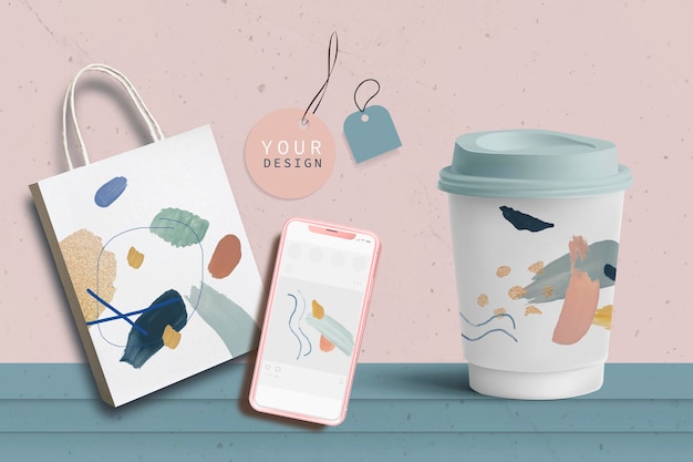 abstract design element pattern on packaging vector collection