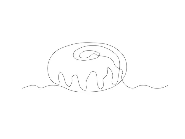 Abstract dessert sweet donut with frosting continuous one line art Hand Drawing sketch