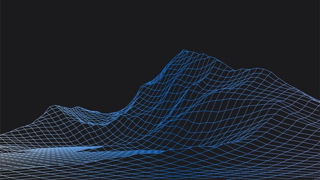 Abstract digital vector landscape background Wireframe terrain polygon landscape design EPS 10 Blue grid