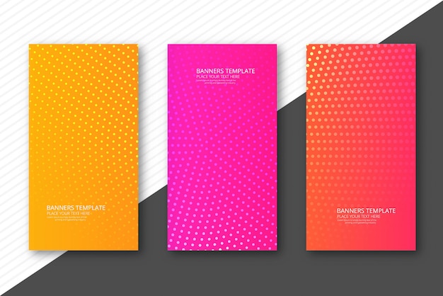 Abstract dotted colorful banners set template design