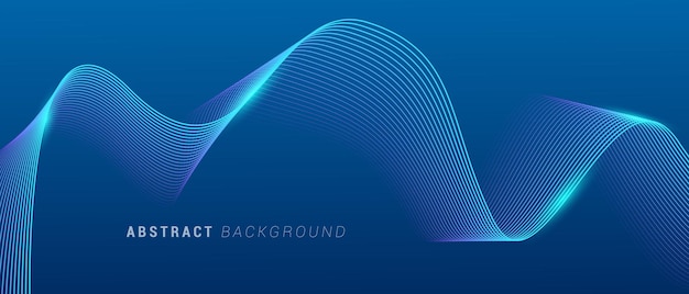 abstract dynamic background with shining wavy lines gradient blue and purple