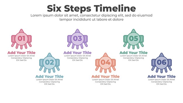 Abstract elements of graph and timeline diagram with 6 steps infographic
