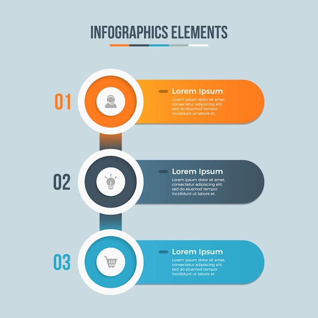 Abstract elements of graph, diagram with steps, options, parts or processes