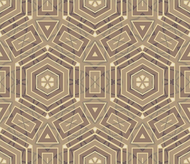 Abstract fantasy hexagon, triangle geometric seamless pattern. Creative mosaic, tile background.