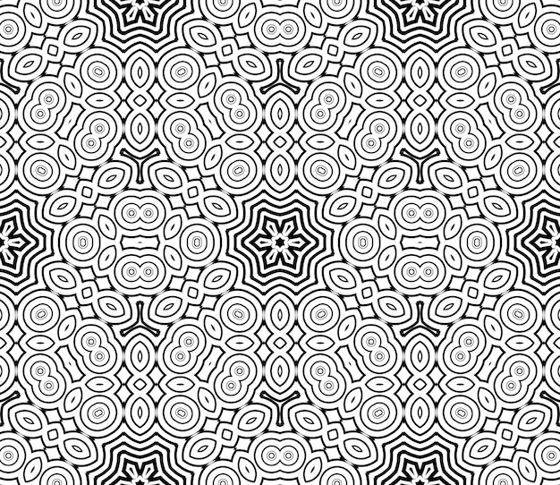 Abstract fantasy striped thin line round geometric seamless pattern. Creative mosaic, tile