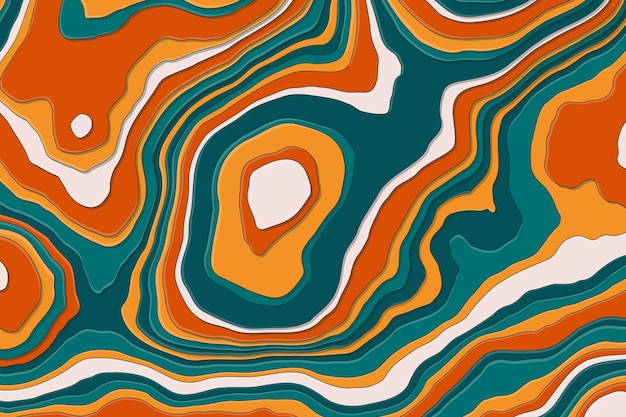 Abstract flat colorful topographic map background in papercut style design