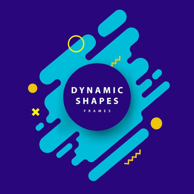 Abstract flat dynamic frames background with trendy shapes