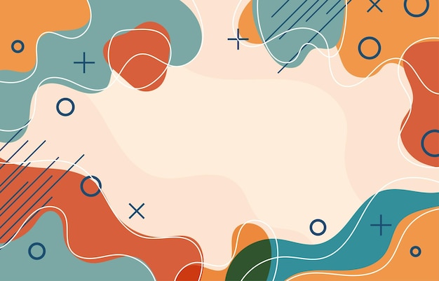 Abstract fluid memphis doodle background