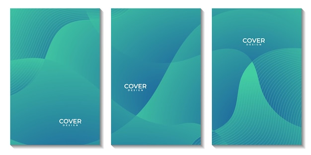 abstract flyers set green colorful gradient wave background for business