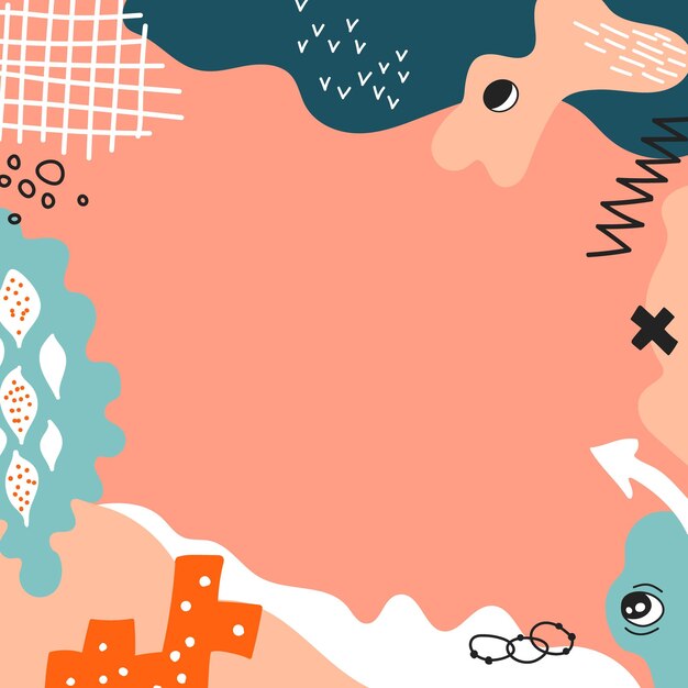 Abstract frame Vector border with with spots lines plus eye symbols