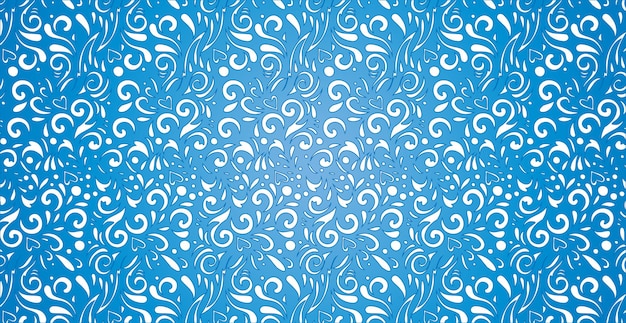 Abstract frosty patterns, panoramic blue and white web pattern background - Vector