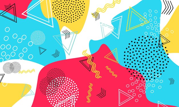 Abstract fun background. Colour shapes pattern. Splash fun backdrop. Vector Illustration.