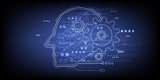 Abstract futuristic Artificial Intelligence AI robot technology design concept