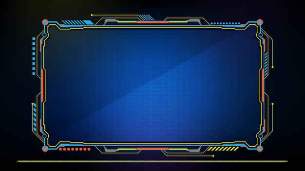 abstract futuristic background of blue glowing technology sci fi frame hud ui