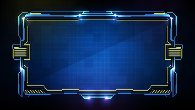 abstract futuristic background of blue glowing technology sci fi frame hud ui