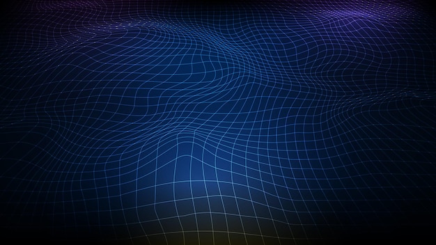 abstract futuristic blue background wireframe landscape, polygonal mountains, data flow map system technology style