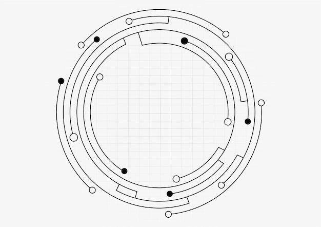 abstract futuristic circuit technology board black and white background vector illustration