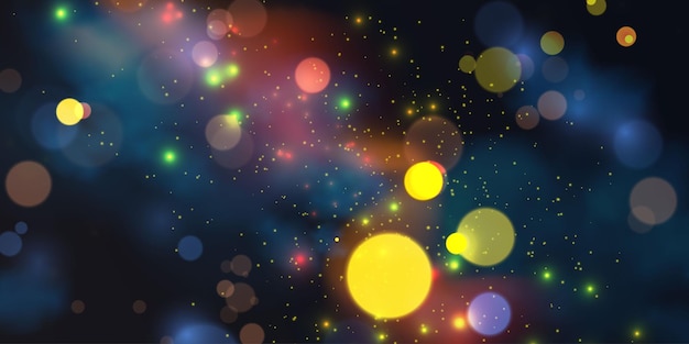 Abstract futuristic fairy tale magical cosmic background with bokeh effect Design element