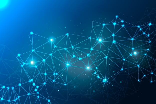 abstract futuristic molecules technology with polygonal shapes on dark blue background vector illustration