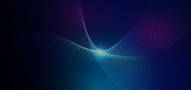 Abstract futuristic particle lines mesh on blue background with light effect technology concept