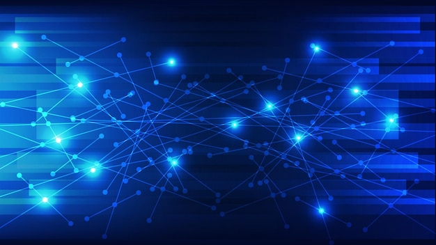abstract futuristic technology background line and dot connection as network with blue light