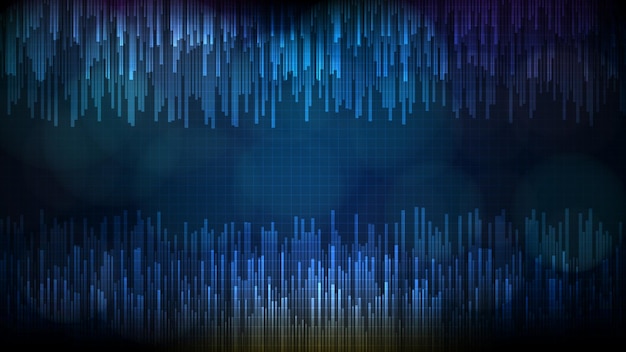 Abstract futuristic technology background of blue random bar city block data