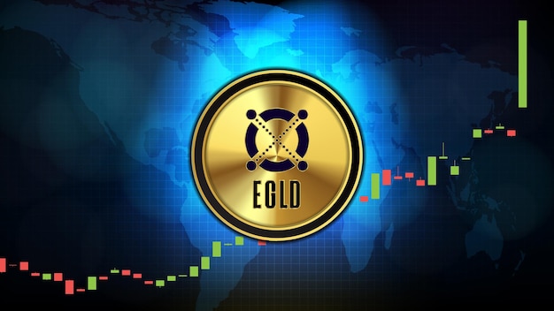 Abstract futuristic technology background of Elrond (EGLD) Price graph Chart coin digital cryptocurrency