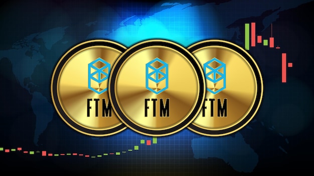 Abstract futuristic technology background of Fantom (FTM) Price graph Chart coin digital cryptocurrency
