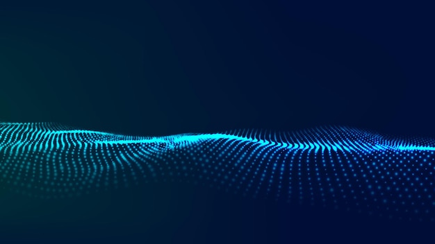 abstract futuristic wave with moving dots flow of particles vector cyber technology illustration