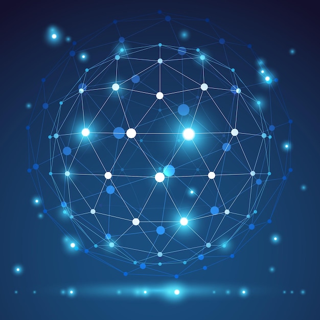 Abstract geometric 3D mesh object, vector illustration, eps 10.