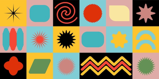 abstract geometric background bauhaus swiss pattern background dynamic shapes and vibrant colors
