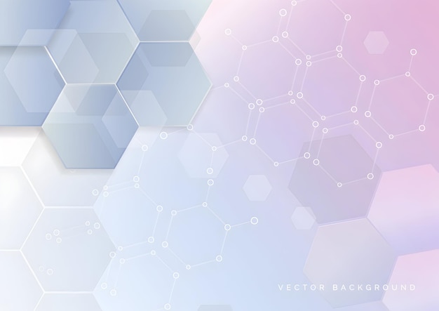 abstract geometric background with hexagons and molecular structures