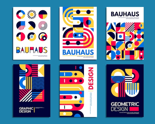Abstract geometric bauhaus patterns retro posters