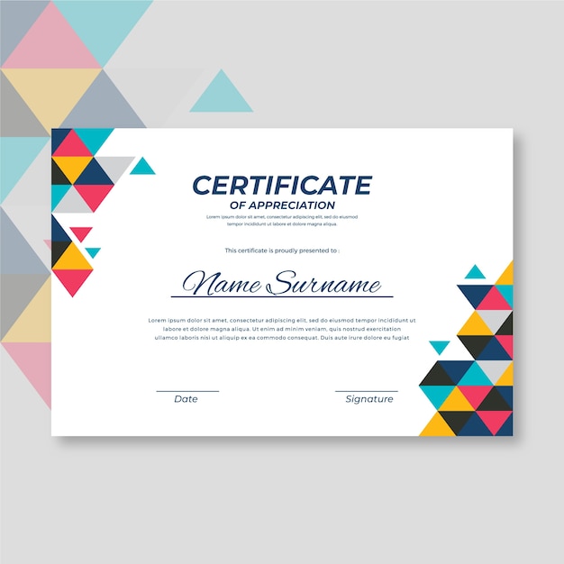 abstract geometric certificate template