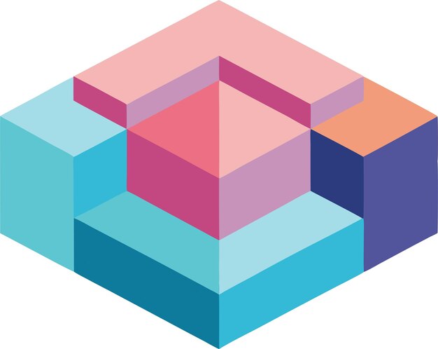 Abstract Geometric Cube Design Pastel Colors Isometric Blocks