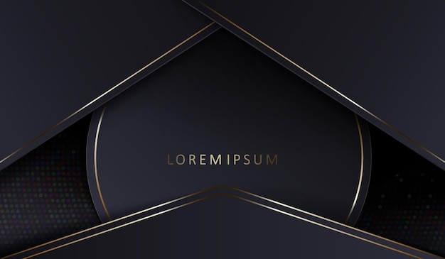 abstract geometric dark composition with a round frame with a gold ring and an arrow silhouette