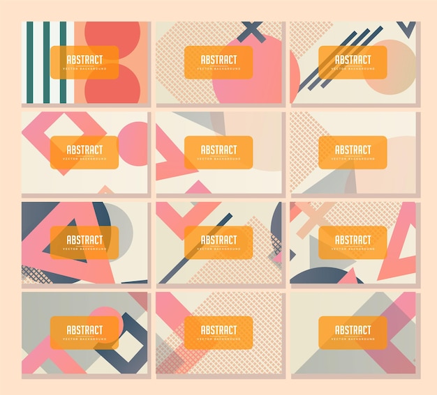 Abstract Geometric Design Compositions in Pastel Colors