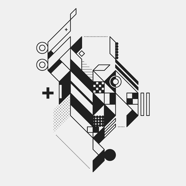 Abstract geometric element in futuristic style isolated on white background. Useful for prints and posters.