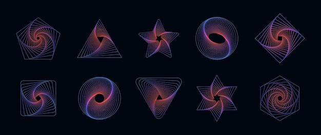 Abstract geometric elements Universal dynamical forms flowing lines