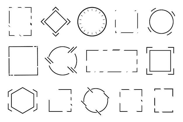 Abstract geometric line frame collection Geometric polyhedron thin line frames