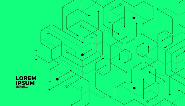 Abstract geometric lines and dots connection on green background vector illustration