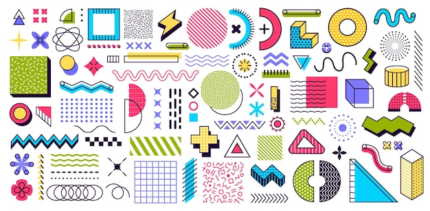 Abstract geometric Memphis shapes and elements