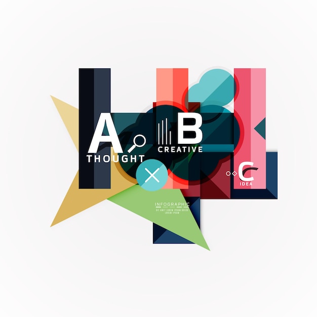 Abstract geometric option infographic banners a b c steps process Vector illustration